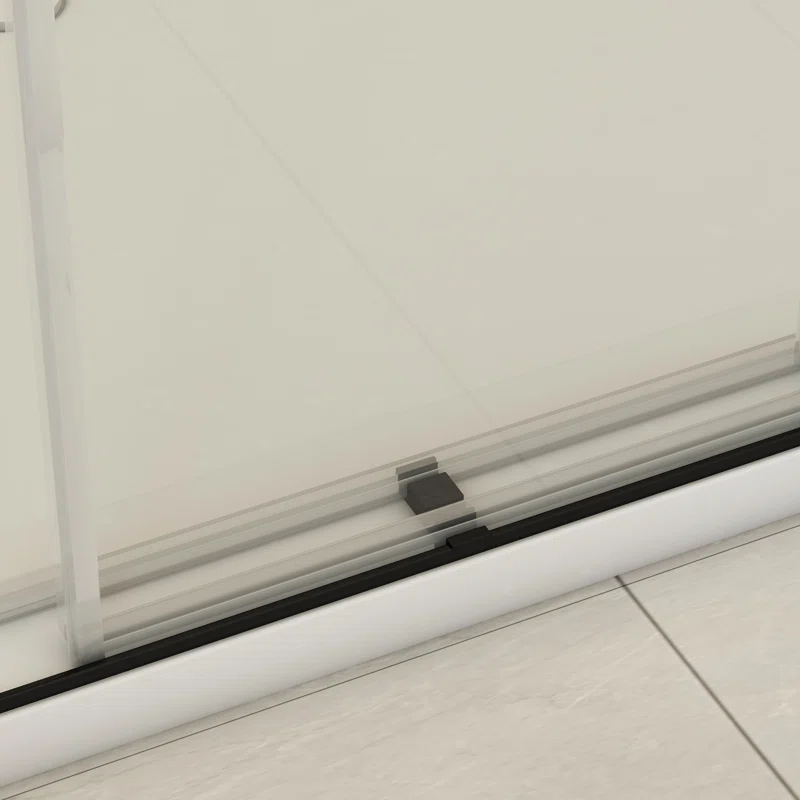 57-60 in W x 78 in H Frameless Shower Door with Advanced Closing System(Black) - Image 4