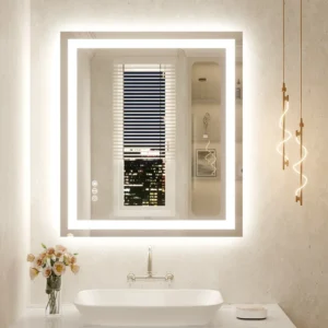 36 in. W x 32 in. H Rectangular Tempered Glass Frameless Anti-Fog Dimmable Wall Mounted Bathroom Vanity Mirror