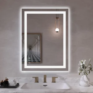 32 in. W x 24 in. H Rectangular Tempered Glass Frameless Anti-Fog Dimmable Wall Mounted Bathroom Vanity Mirror