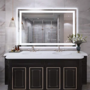 48 in. W x 32 in. H Rectangular Tempered Glass Frameless Anti-Fog Dimmable Wall Mounted Bathroom Vanity Mirror